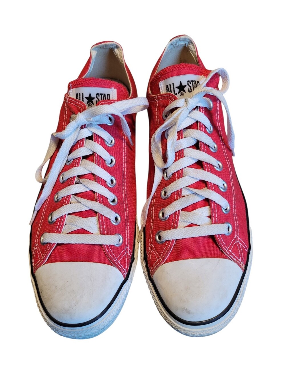Converse Chuck Taylor All Star Red Canvas Low Top Sneakers Mens 10 Classic Retro
